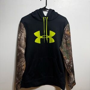 Under Armour Black Hoodie with Neon Logo and Camo Sleeves